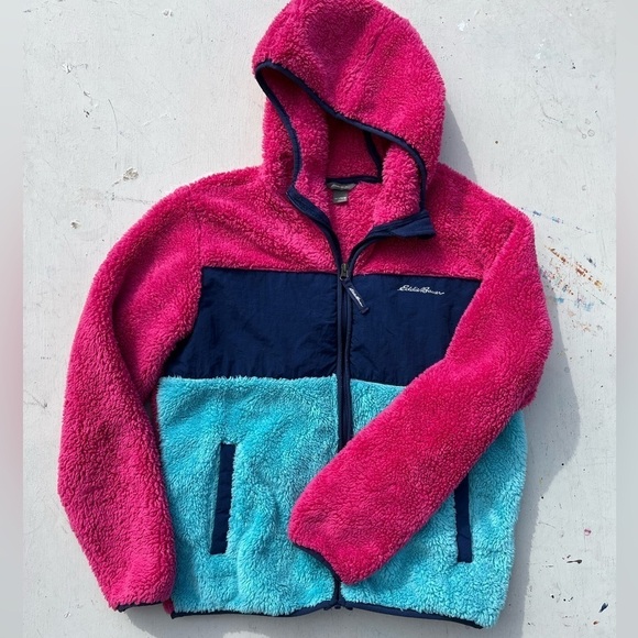 Girl's Eddie Bauer Jacket Multicolor Fleece Full-Zip L Outdoor Colorblock Snow - Picture 1 of 13